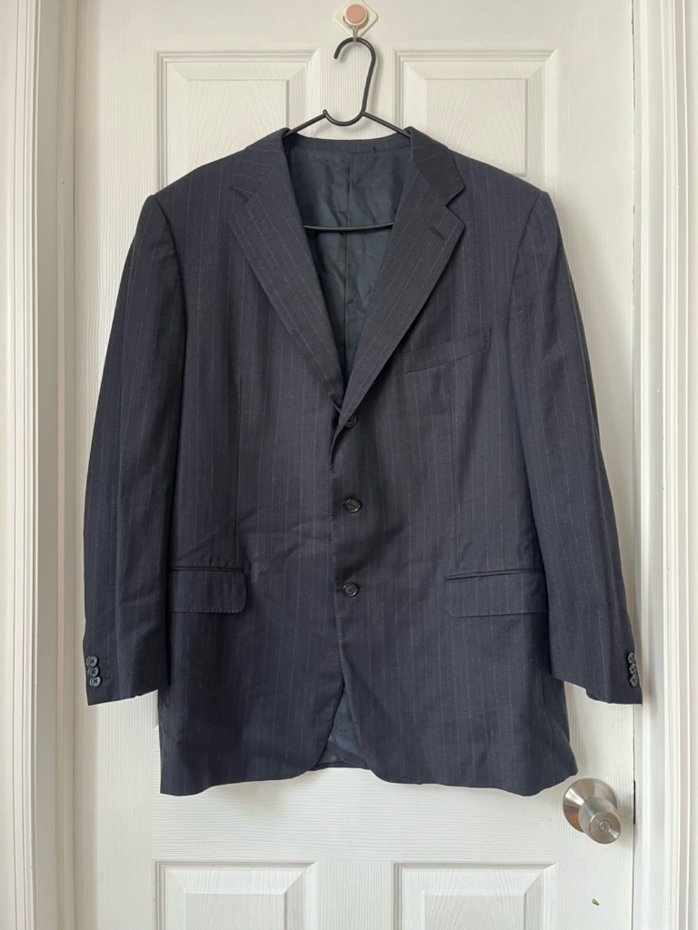 Ermenegildo Zegna navy Wool cashmere Pinstripe 3-Button Blazer Jacket size 48R